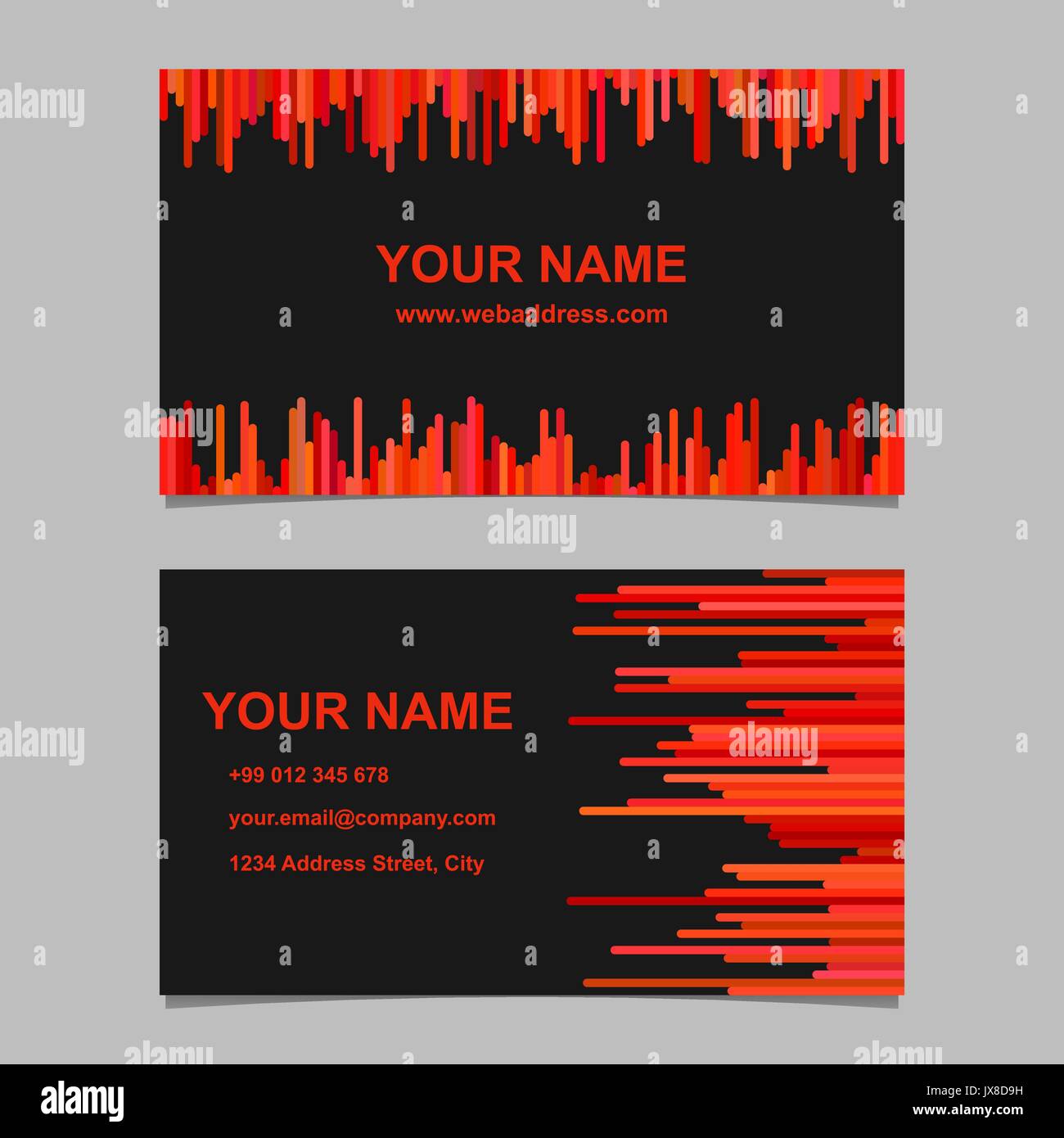 Color business card template design set - vettore scheda aziendale di illustrazione con strisce verticali Illustrazione Vettoriale