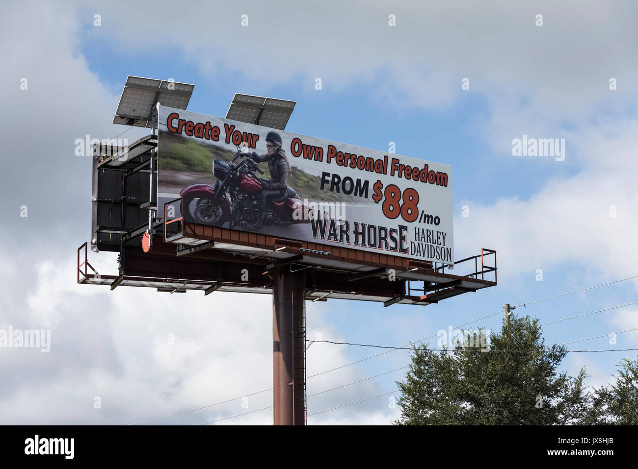 Tabellone a Warhorse Harley Davidson in Ocala, Florida Foto Stock