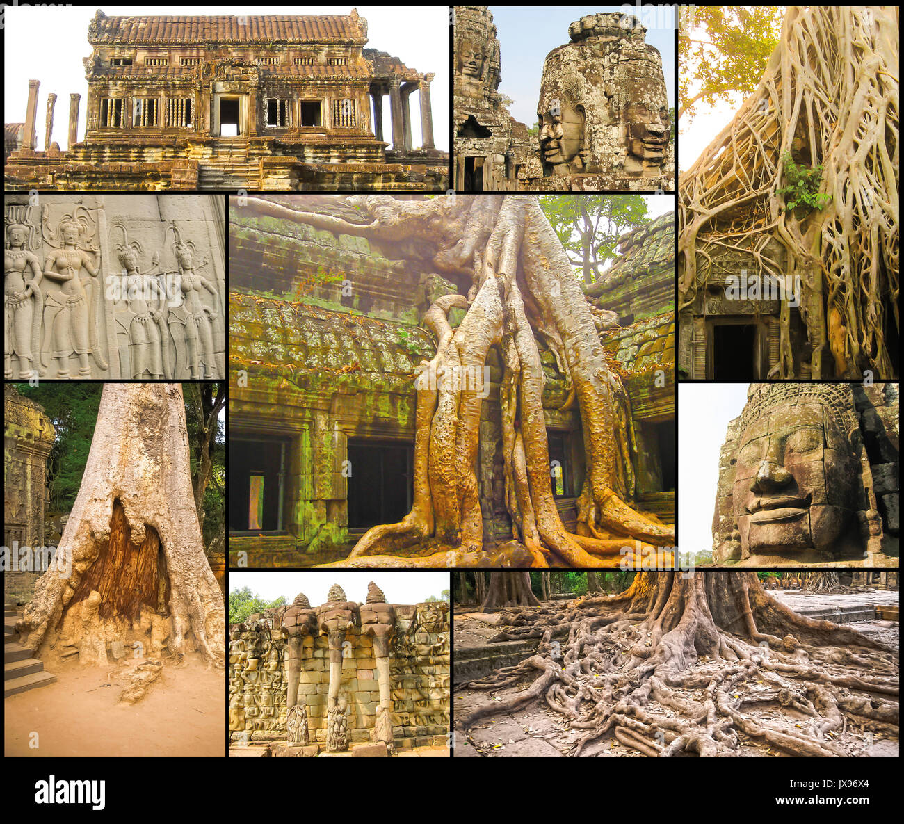 Il collage di immagini di Angkor Wat in Cambogia Foto Stock