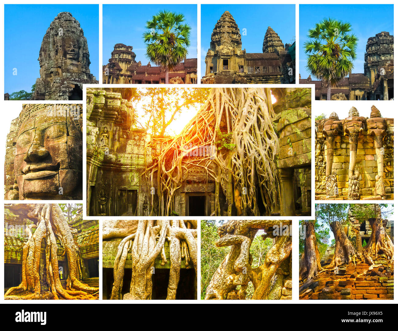 Il collage di immagini di Angkor Wat in Cambogia Foto Stock