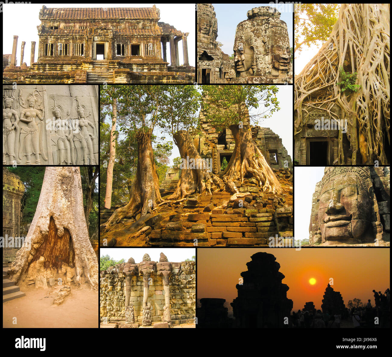 Il collage di immagini di Angkor Wat in Cambogia Foto Stock