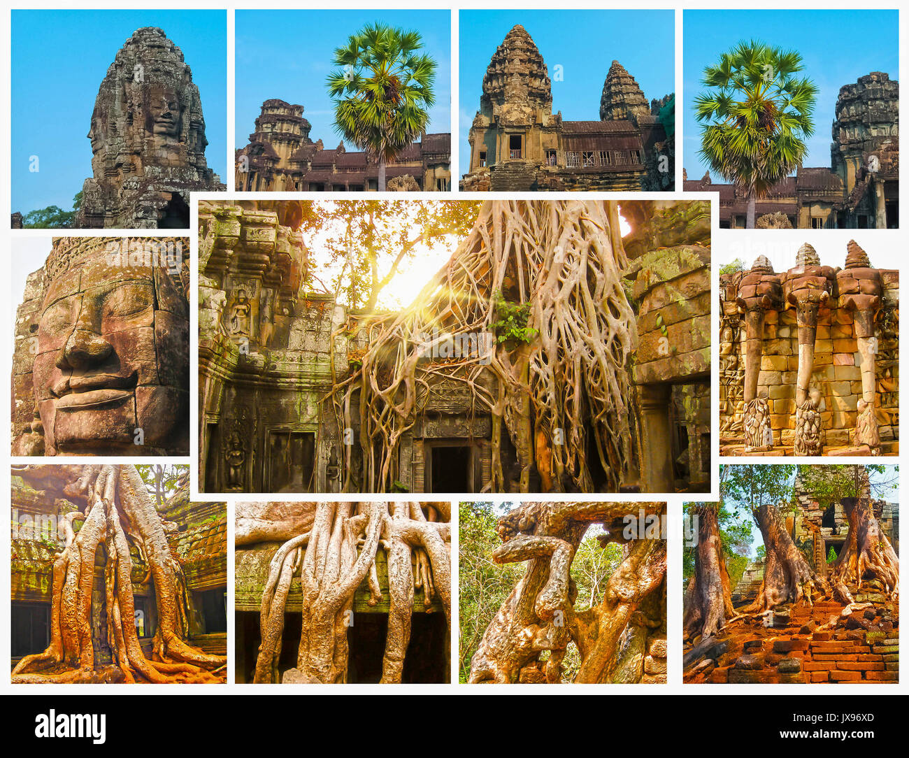 Il collage di immagini di Angkor Wat in Cambogia Foto Stock