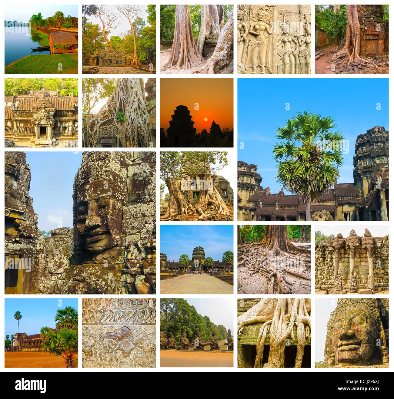 Il collage di immagini di Angkor Wat in Cambogia Foto Stock