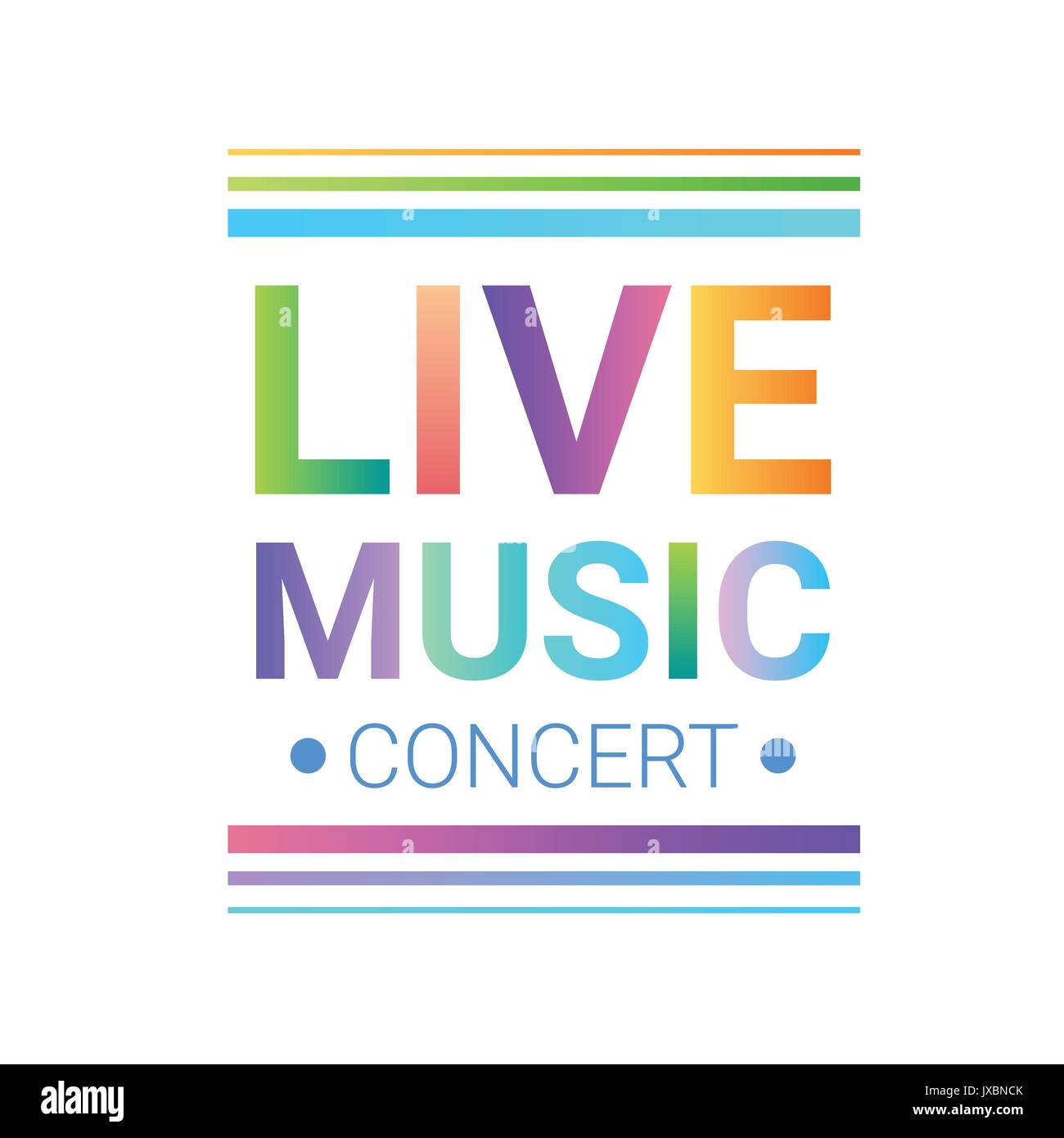 Concerto dal vivo Banner colorato stile musicale moderna Poster Illustrazione Vettoriale