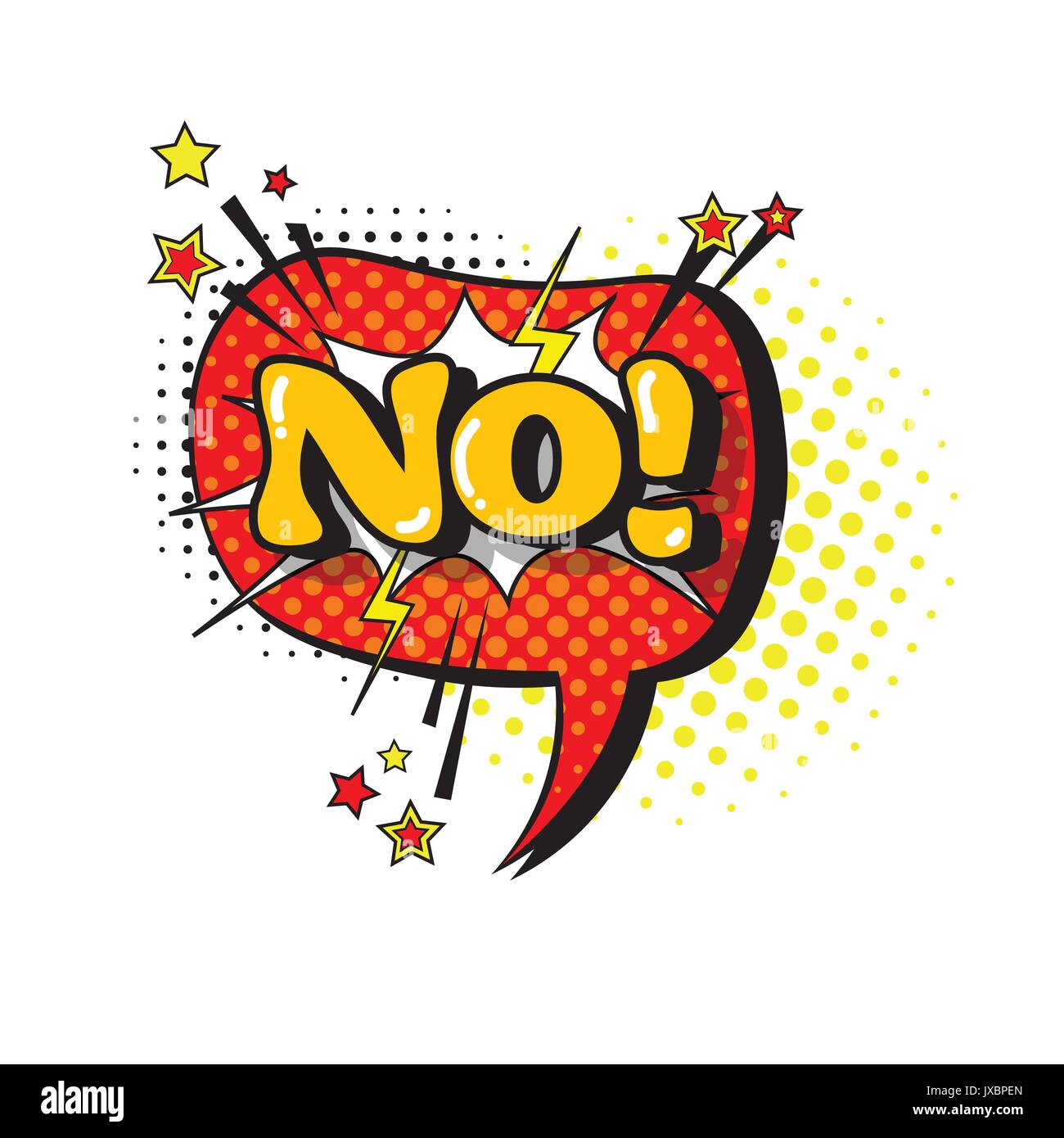 Fumetto discorso bolla Chat Pop Art Style nessuna espressione icona Testo Illustrazione Vettoriale