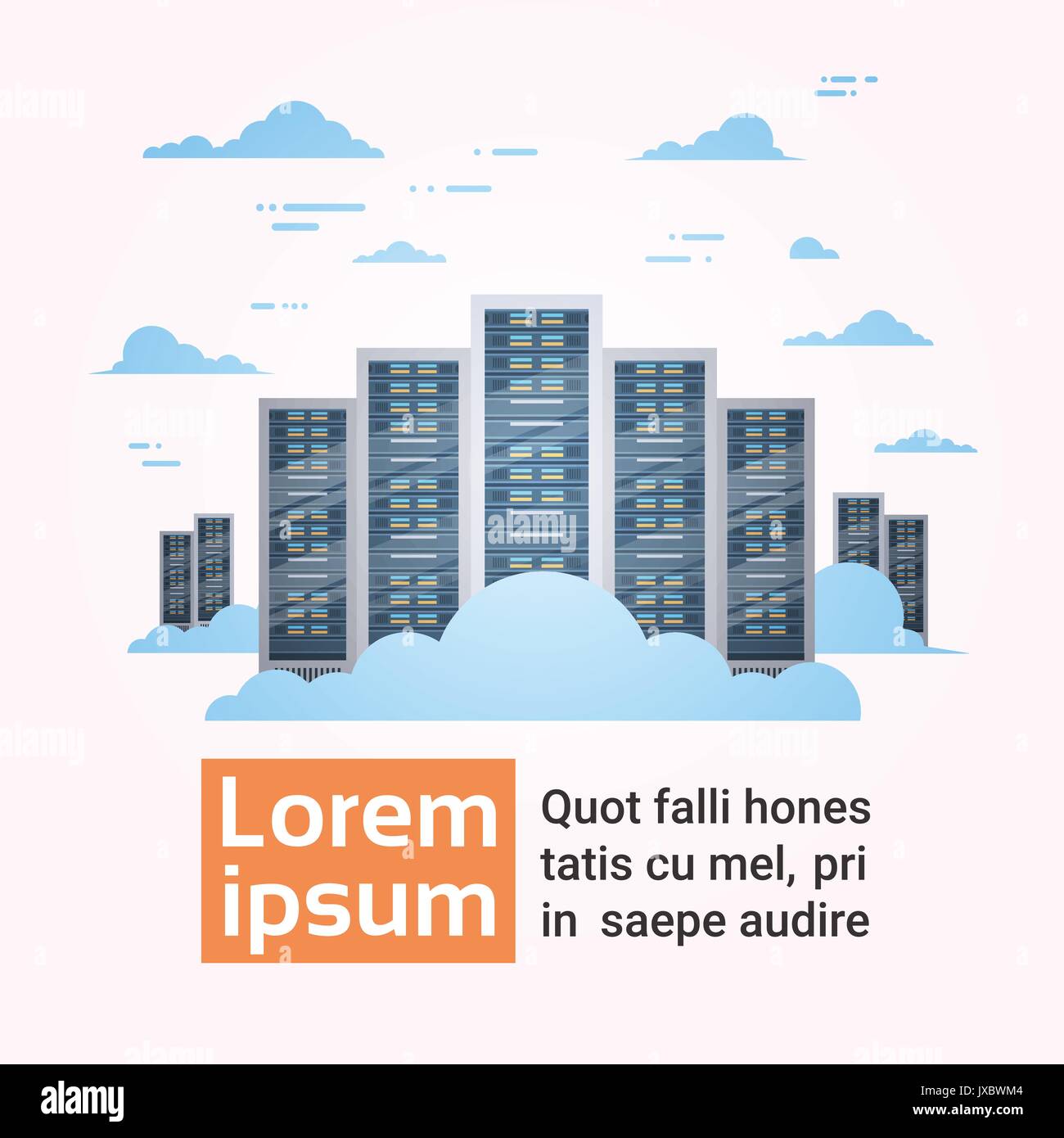 Data Center Cloud hosting connessione computer server del database delle informazioni di tecnologia di sincronizzazione Illustrazione Vettoriale