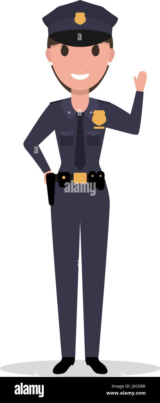 Vector cartoon donna funzionario di polizia in uniforme Illustrazione Vettoriale