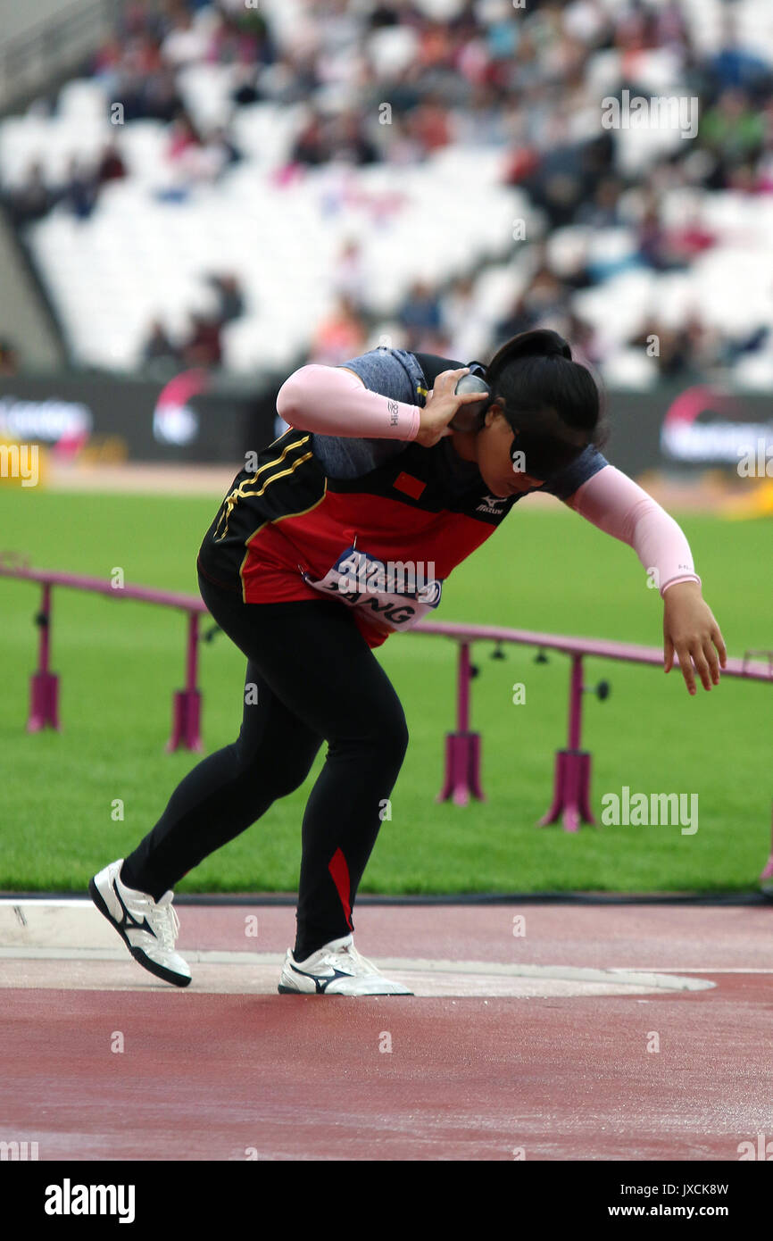 Codolo Hongxia della Cina in campo femminile colpo messo F12 finale al mondo Para Championships di Londra 2017 Foto Stock