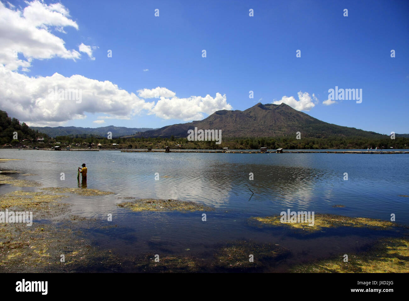 Lago Batur e vulcano Batur in Bali Foto Stock