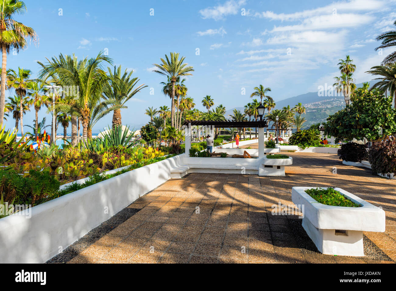 Parque Maritimo Cesar Manrique, Promenade, Puerto de la Cruz, Tenerife, Spagna Foto Stock