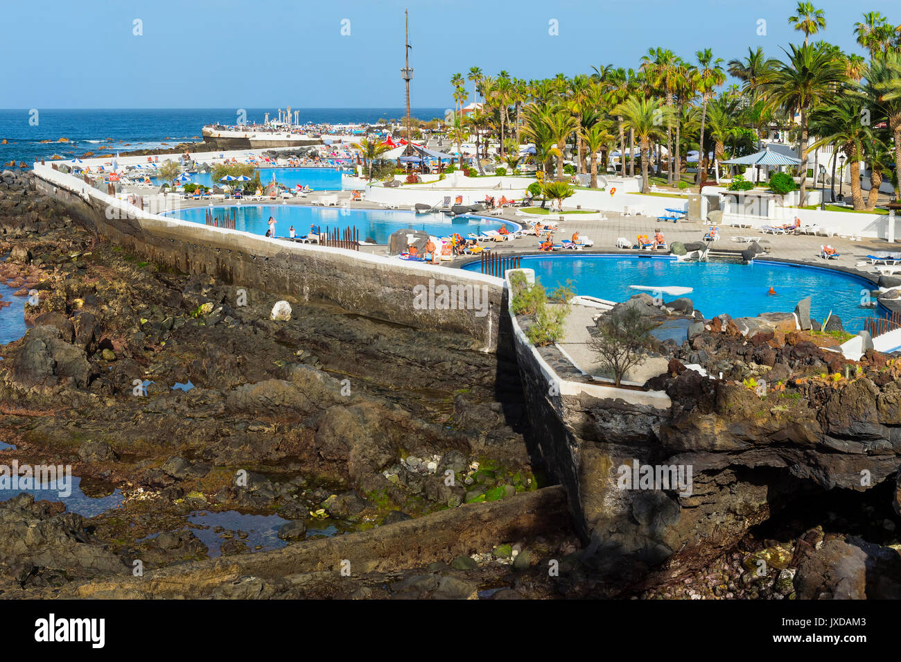 Parque Maritimo Cesar Manrique, Puerto de la Cruz, Tenerife, Spagna Foto Stock