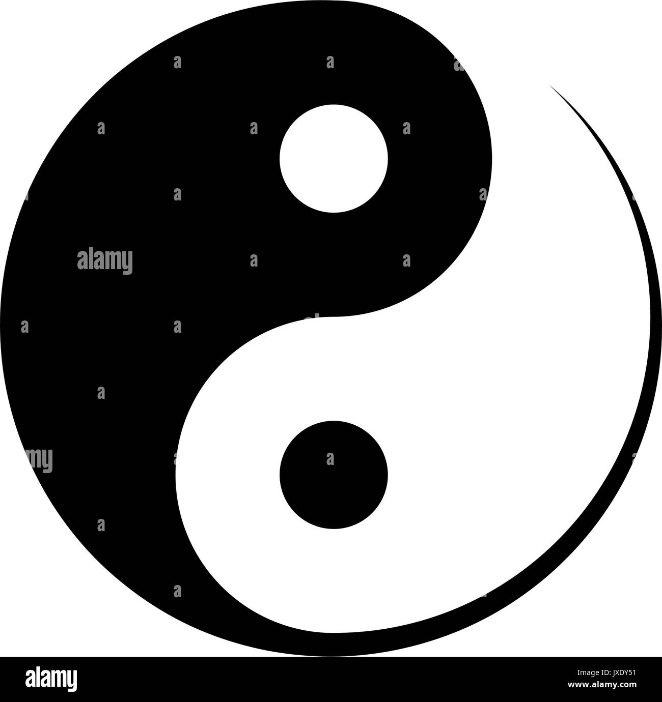 Bianco e nero Yin Yang simbolo simboleggia l'armonia, unità, equilibrio, maschio e femmina, positivo e negativo nella filosofia cinese, illustrazione vettoriale Illustrazione Vettoriale