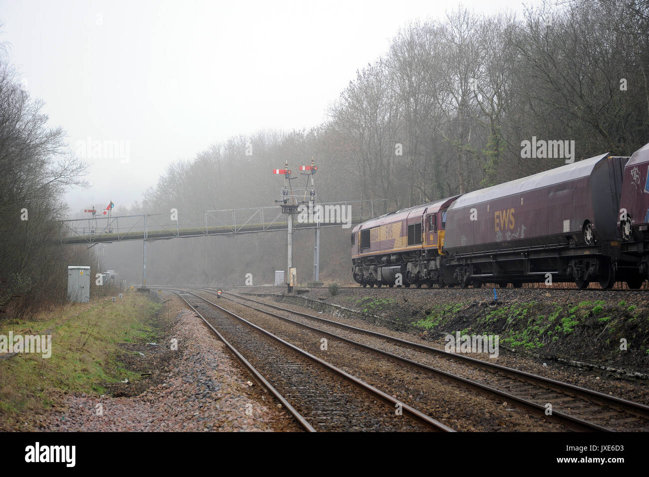 '66014' a Ystrad Mynach con un Cwmbargoed Aberthaw - stazione di potenza funzionante. Foto Stock