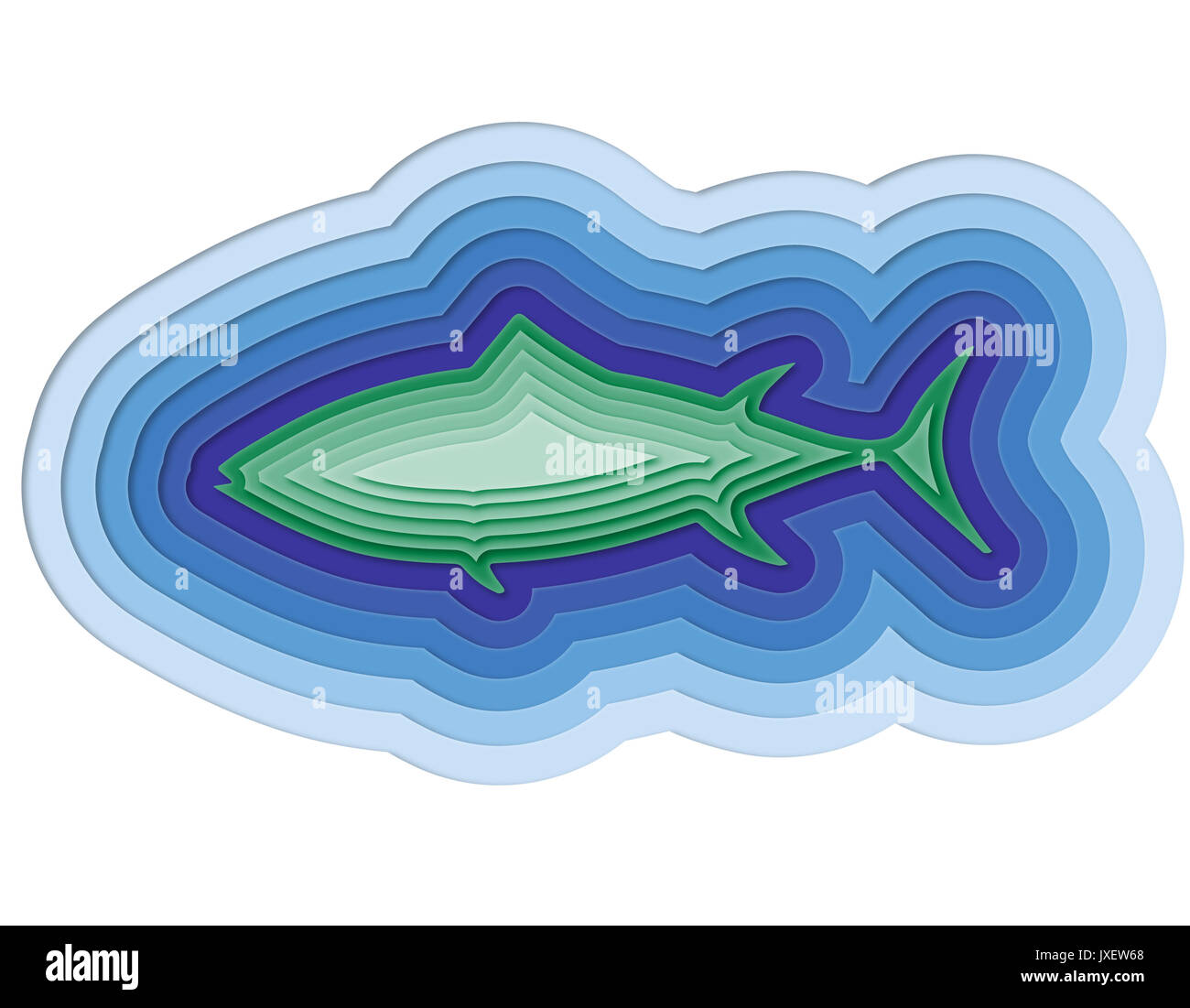 Illustrazione di un pesce stratificata in mare Foto Stock