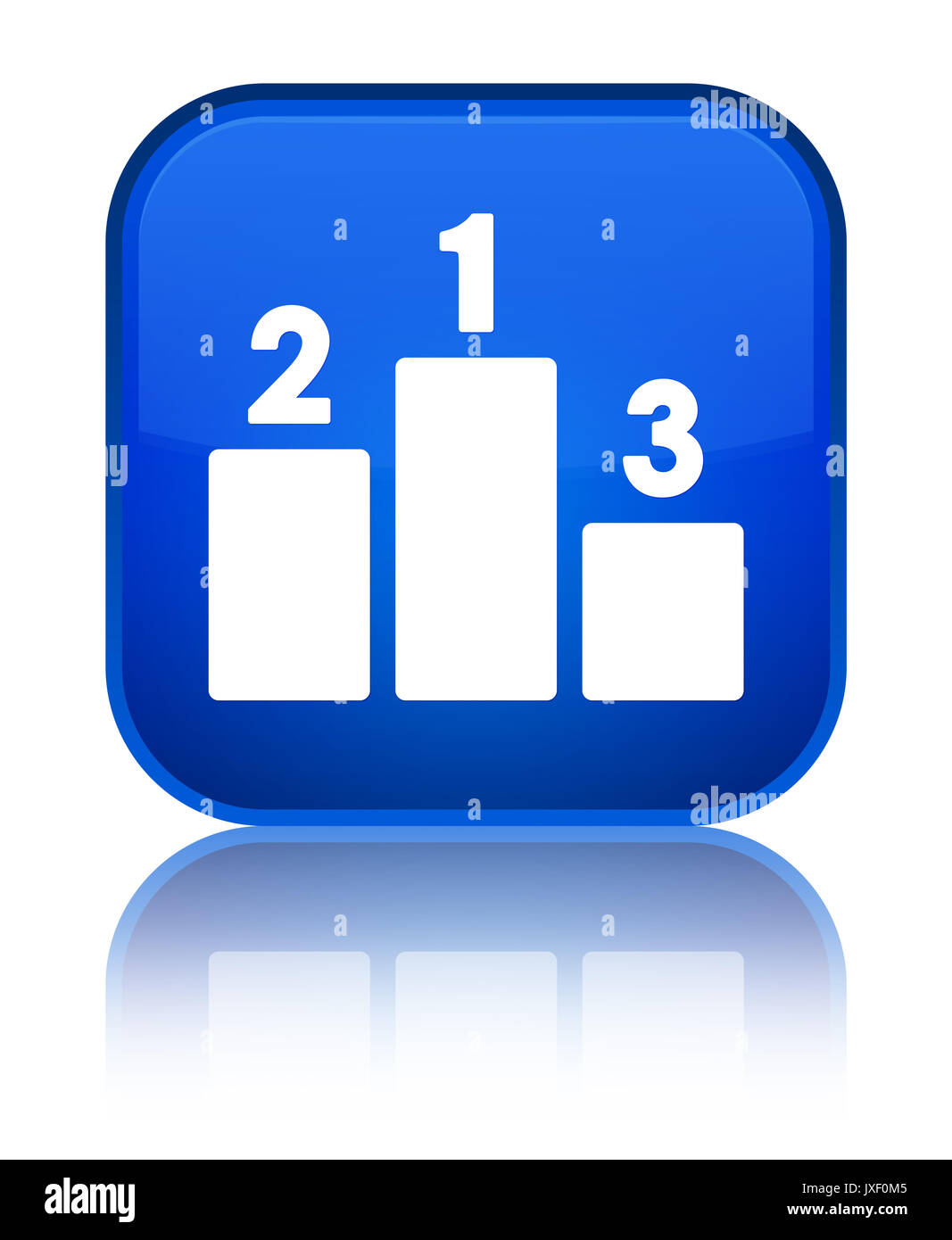 Icona del podio isolati su blu speciale pulsante quadrato riflessa illustrazione astratta Foto Stock