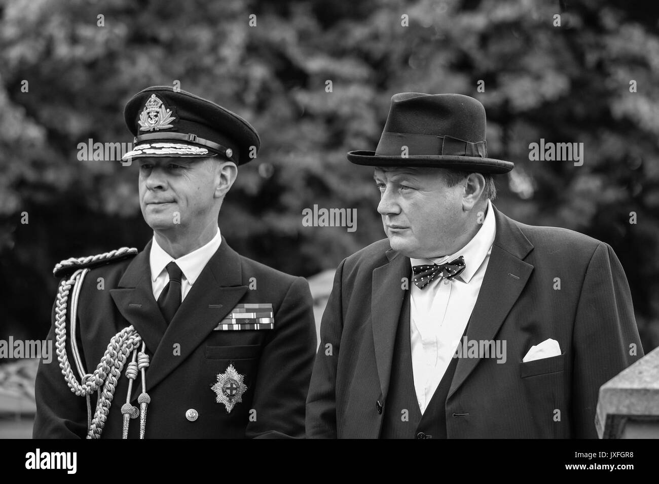 1940s Evento, National Tramway Museum, Crich, Agosto 2017 Foto Stock