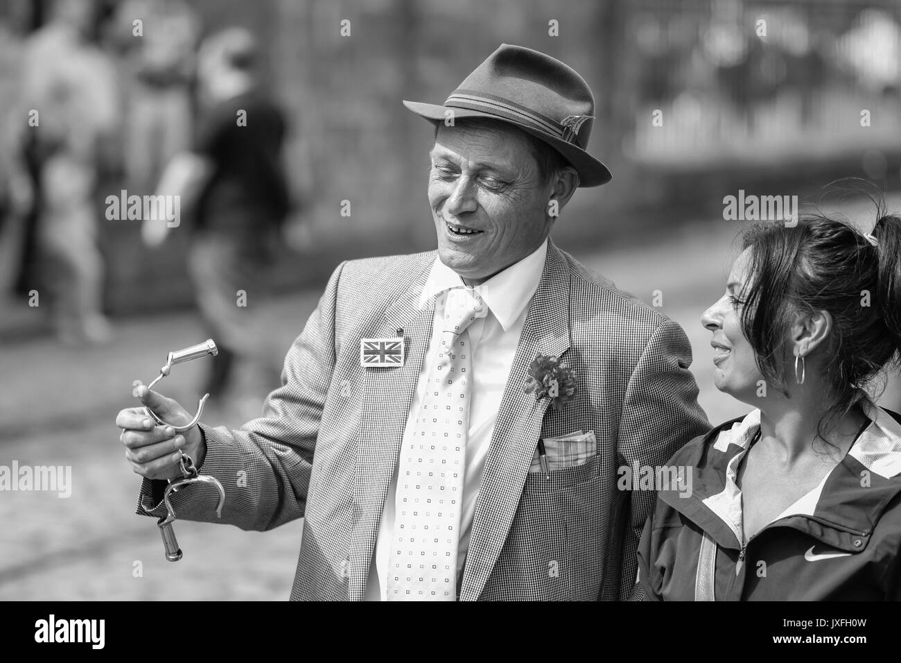 1940s Evento, National Tramway Museum, Crich, Agosto 2017 Foto Stock