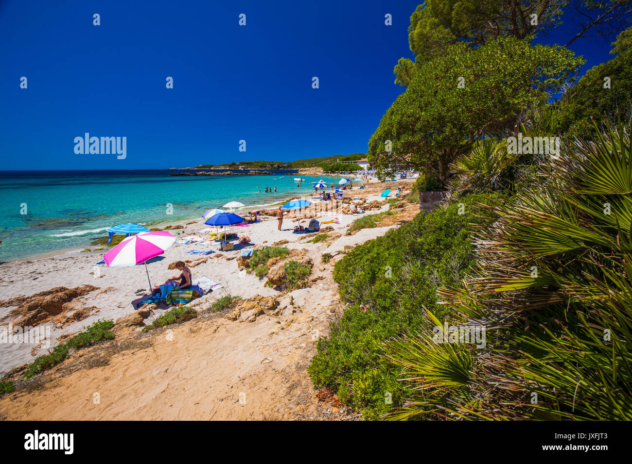 Spiaggia delle Bombarde spiaggia vicino ad Alghero, Sardegna, Italia. Foto Stock