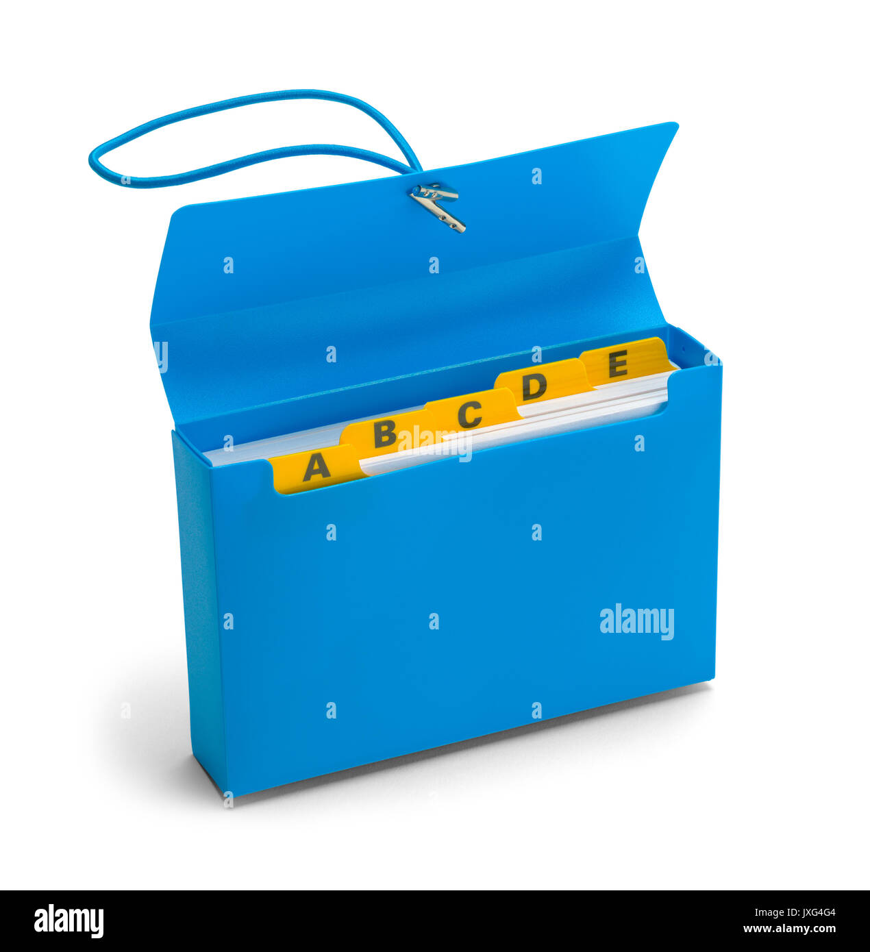 Aprire indice blu il titolare della carta isolato su sfondo bianco. Foto Stock