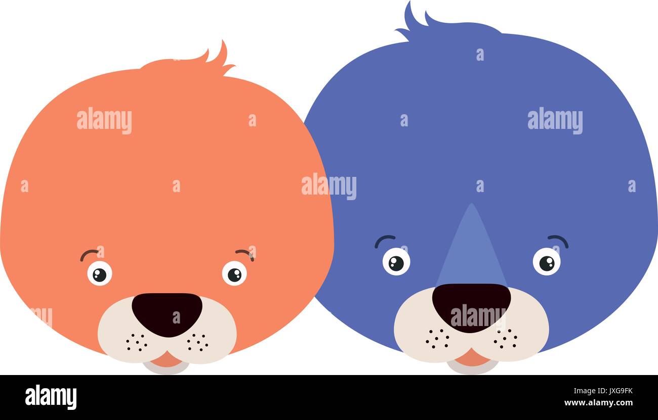 Sfondo bianco con colorati caricatura volto giovane graziosi animali guarnizioni Illustrazione Vettoriale