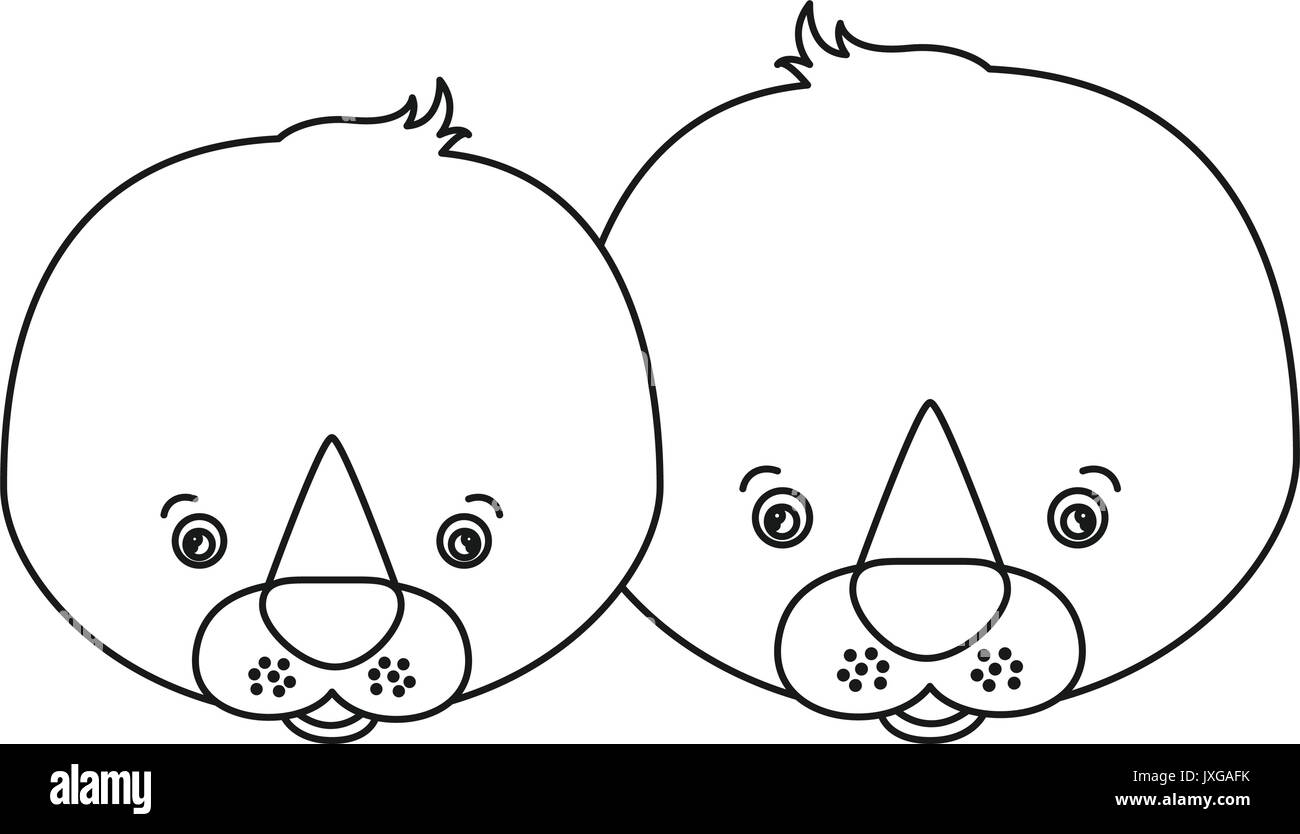 Sfondo bianco con silhouette caricatura volto giovane graziosi animali guarnizioni Illustrazione Vettoriale