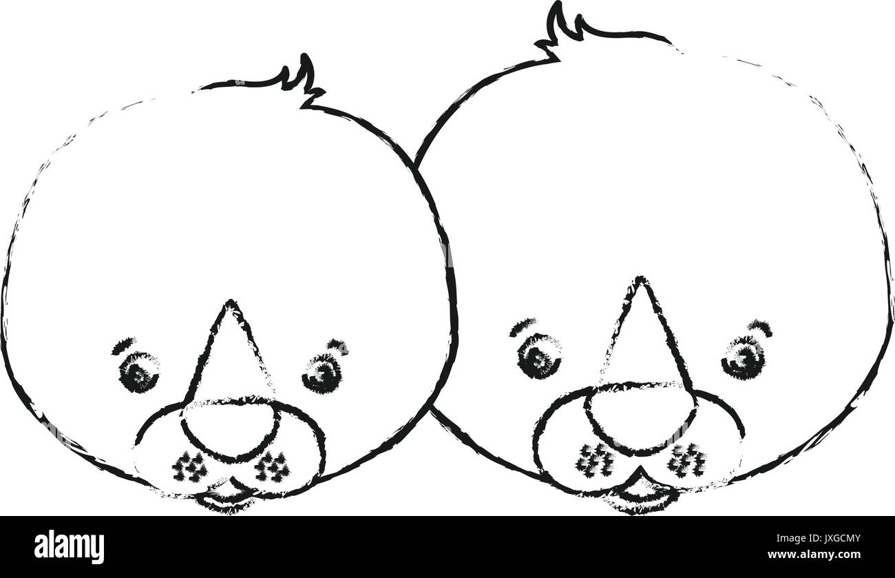 Silhouette sfocata caricatura volto giovane graziosi animali guarnizioni Illustrazione Vettoriale