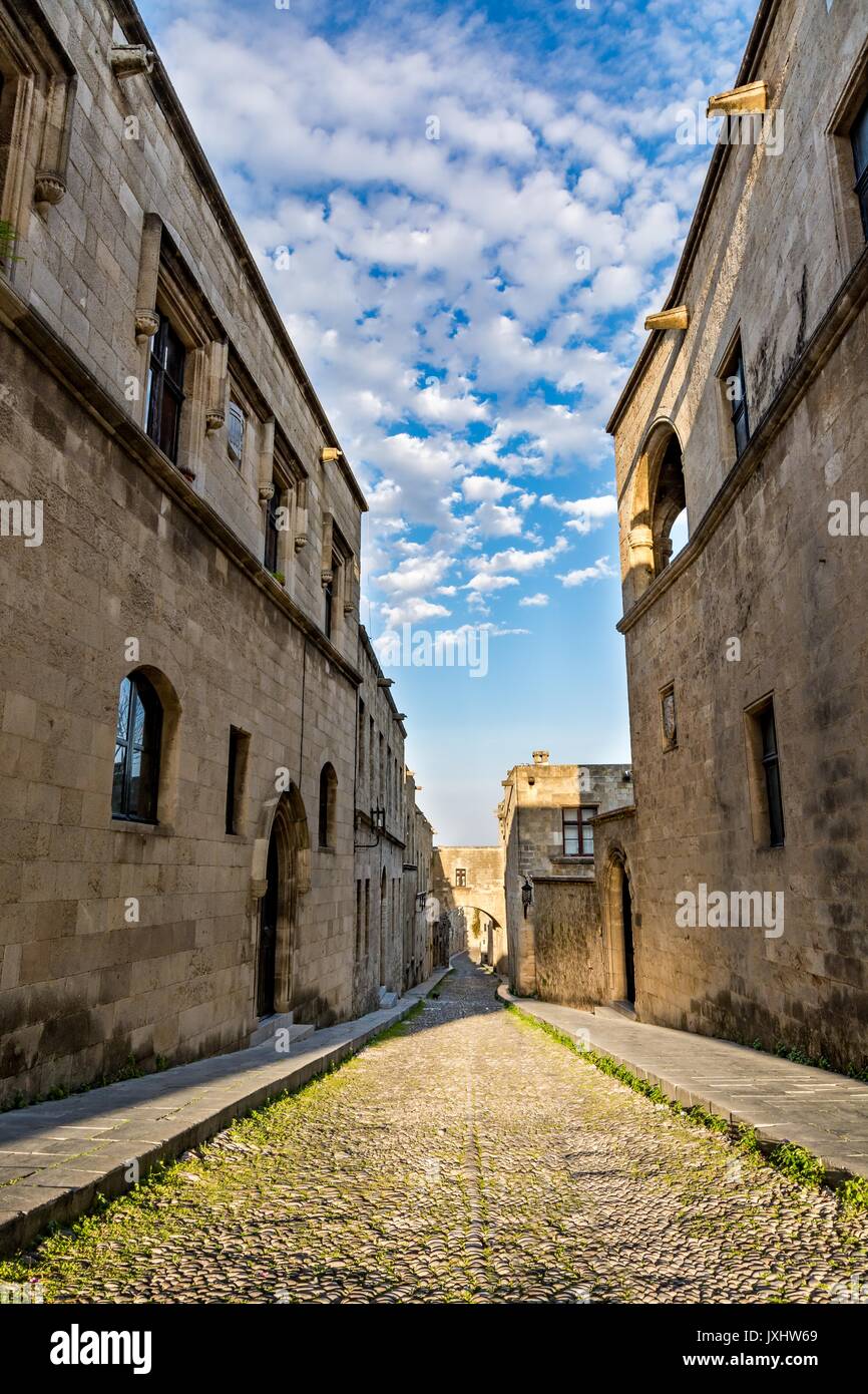 La strada dei Cavalieri - La strada più famosa di Rodi città vecchia, l' isola di Rodi, Grecia Foto Stock