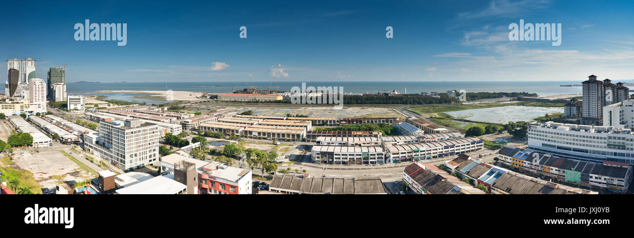 Vista panoramica della città di Malacca, Malaysia da un edificio alto Foto Stock