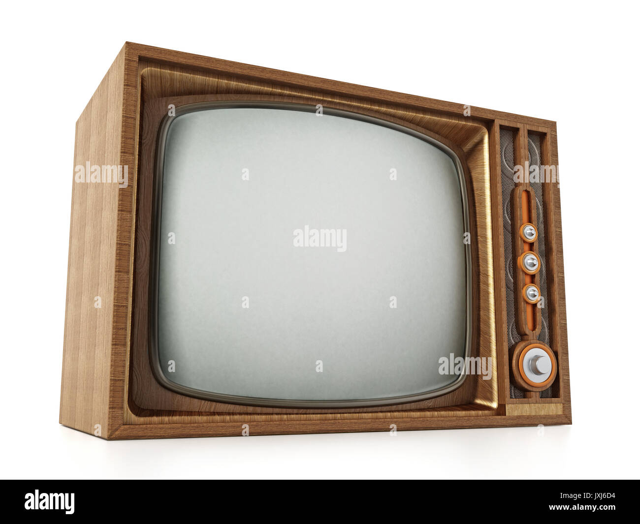 Televisione Vintage isolati su sfondo bianco. 3D'illustrazione. Foto Stock