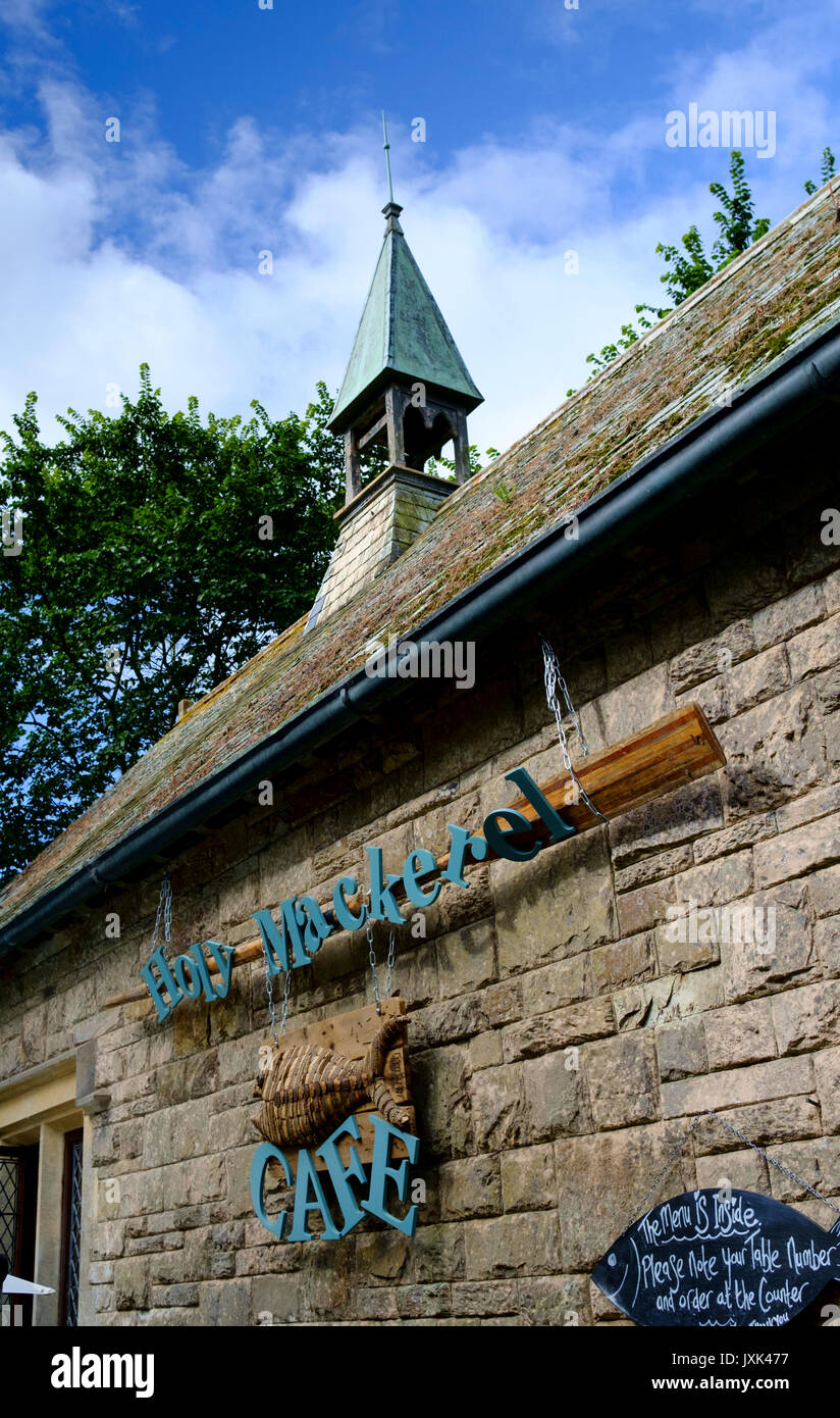 Intorno al villaggio di Helford sulla penisola di Lizard Cornwall Inghilterra UK Santo sgombro cafe Foto Stock