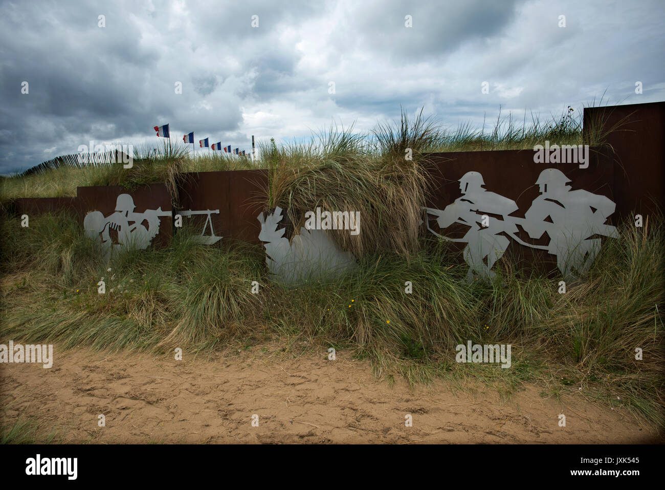 Juno Beach, COURSEULLES sur Mer, Normandia Francia. Agosto 2017 Il 6 giugno 1944 le forze alleate, principalmente britanniche, francesi e le truppe canadesi è venuto un Foto Stock