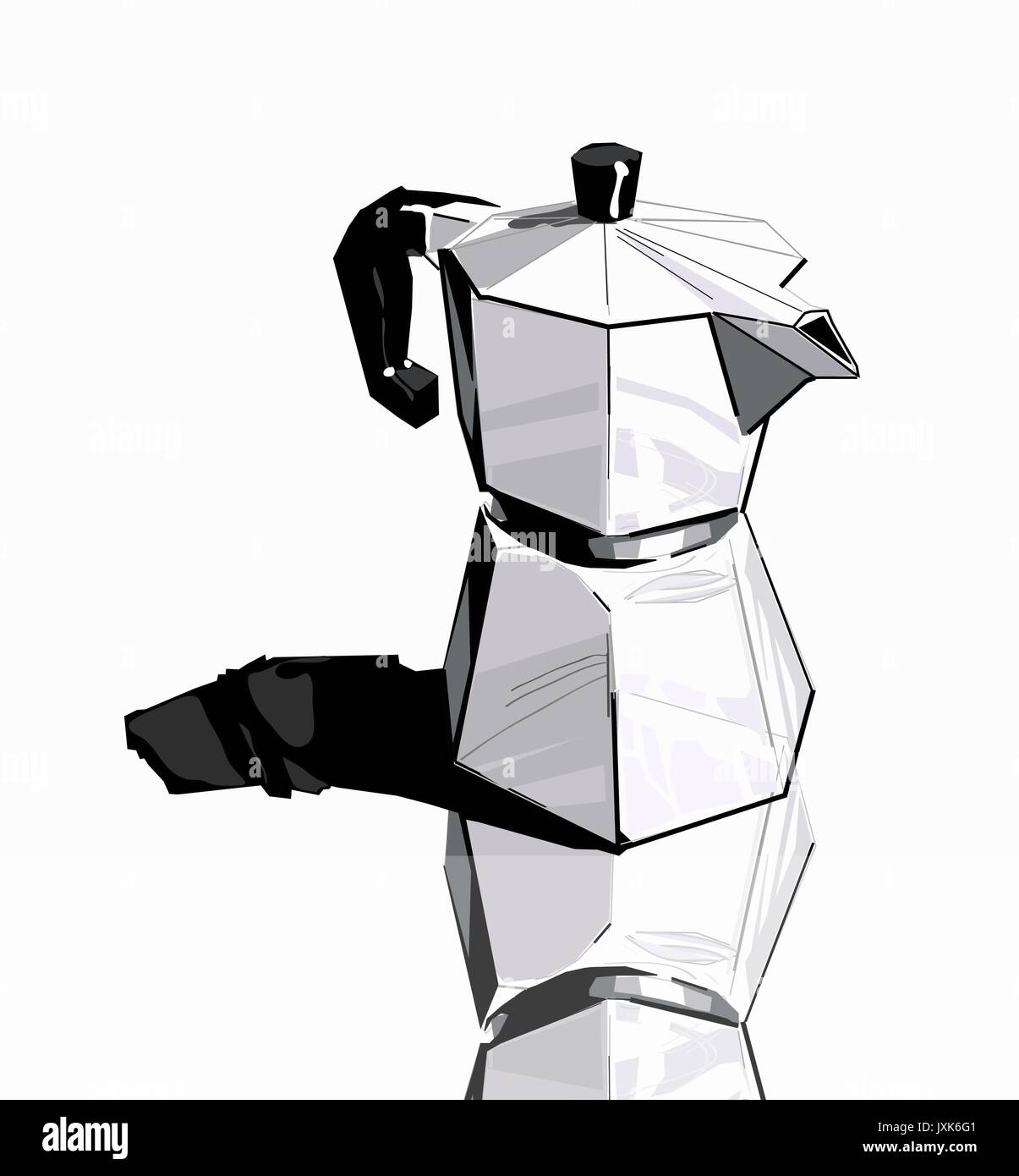 Macchina per caffè Vector isolata su sfondo bianco. Macchina per caffè Jezva Illustrazione Vettoriale