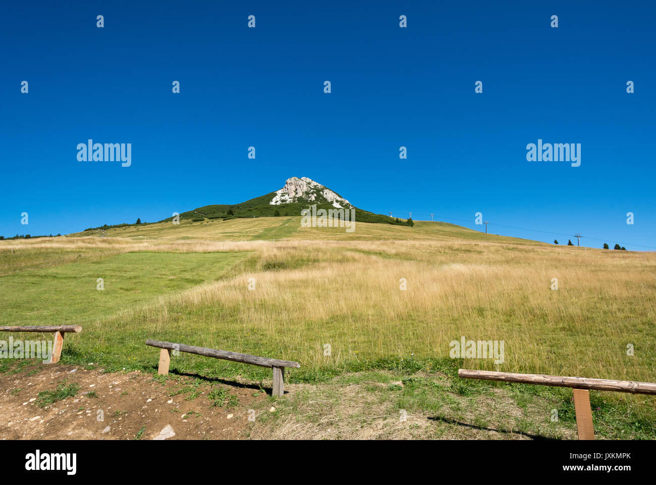 Incredibile e serena summer view paesaggio di montagna nelle Dolomiti in Alto Adige. Picco bianco nel Passo Oclini, Italia settentrionale Foto Stock