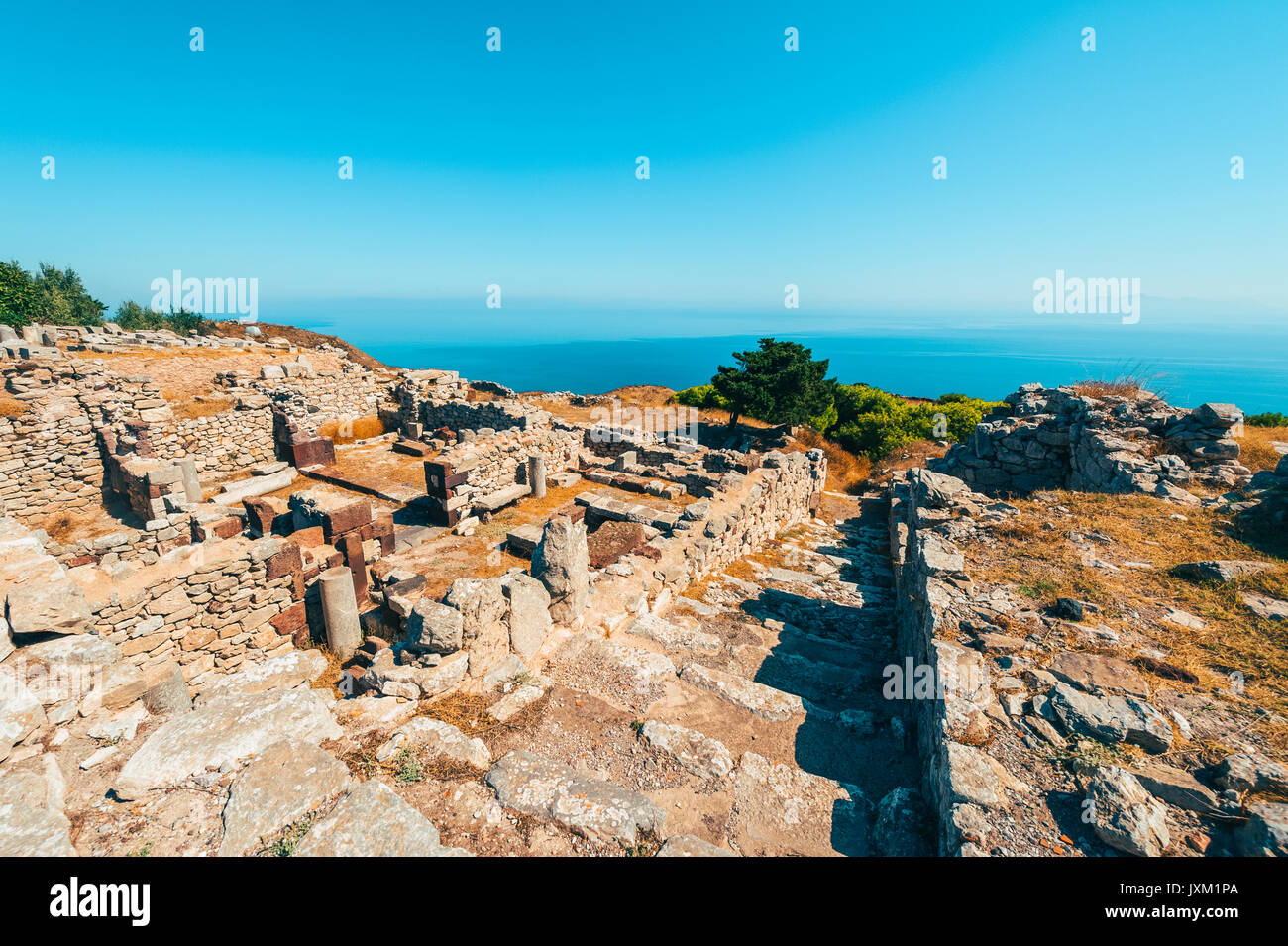 Antica Thera storico sito di Santorini Grecia Foto Stock