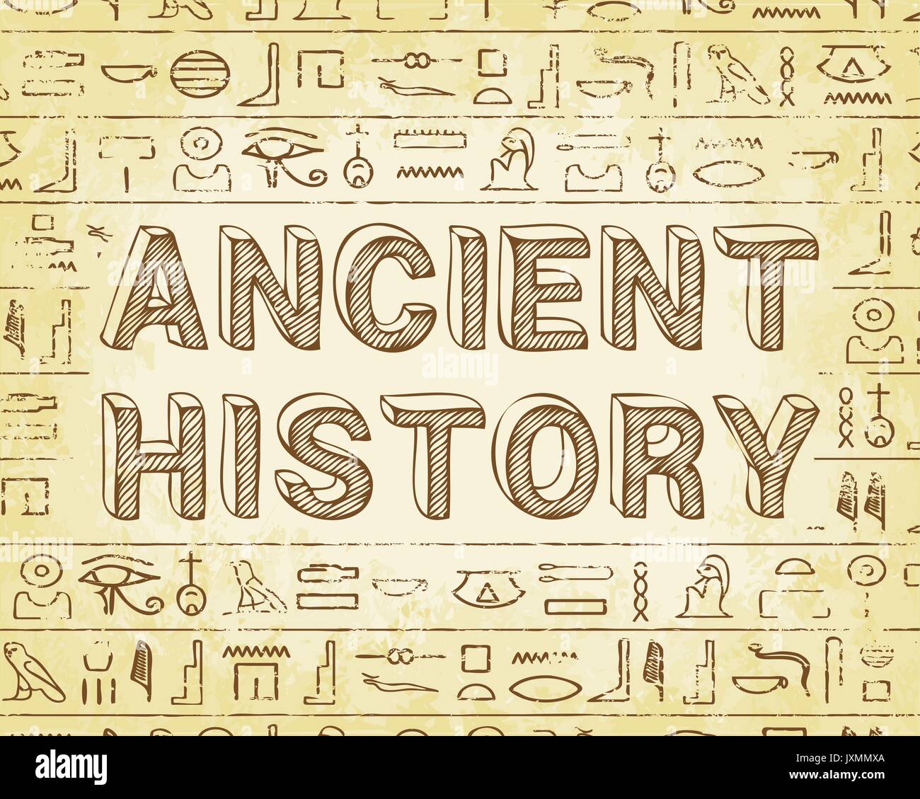 Storia antica di testo e geroglifici egiziani lo sfondo Illustrazione Vettoriale