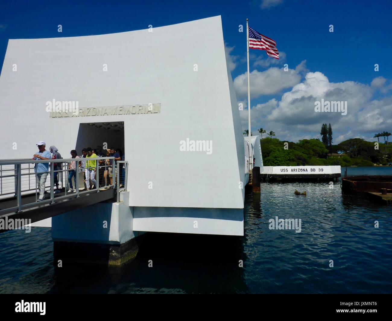 USS Arizona Memorial, Pearl Harbor, Oahu, Hawaii Foto Stock