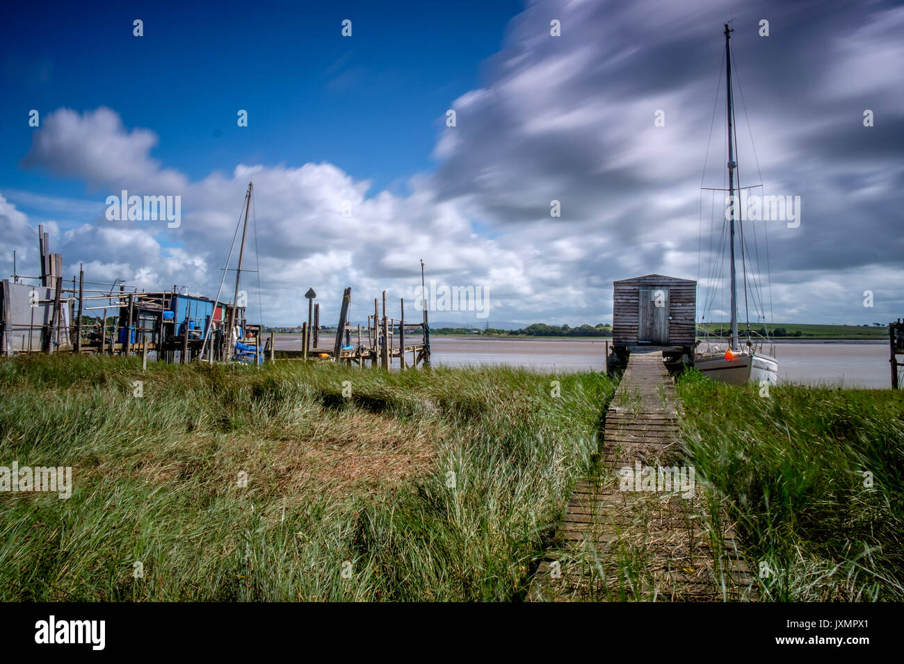 Varie Barche e ormeggi a Skippool Creek Lancashire Foto Stock
