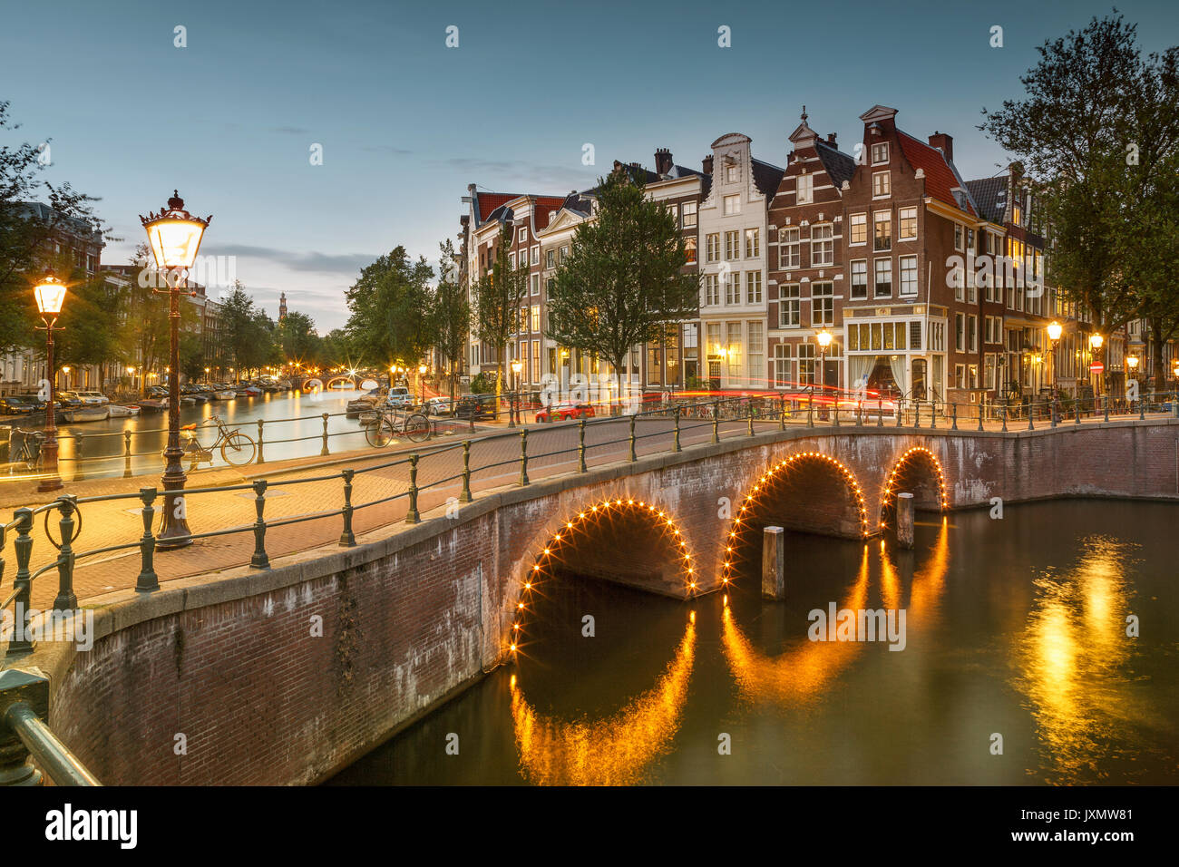 Gancio di Holland di notte, South Holland, Paesi Bassi Foto Stock