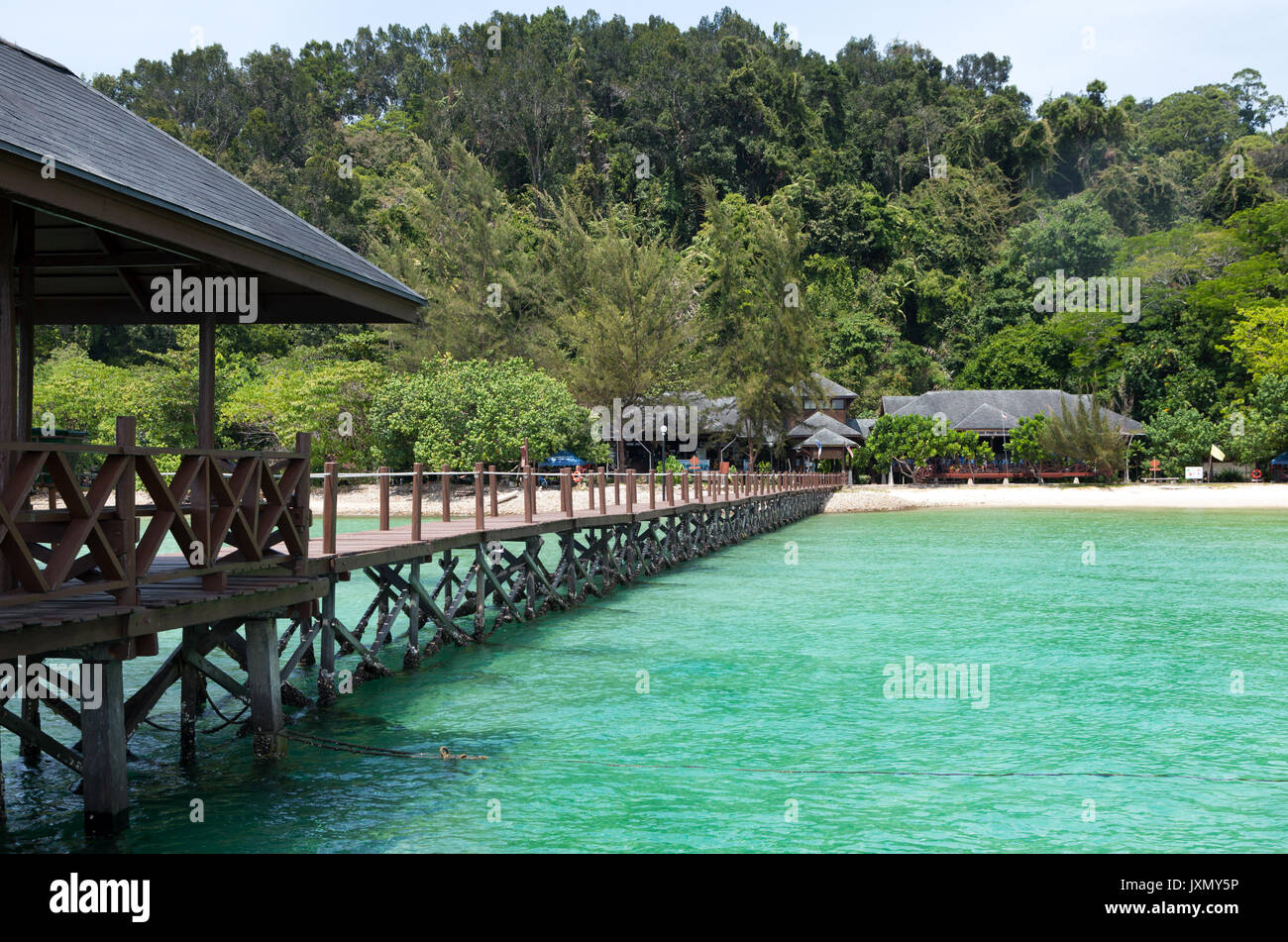 Jetty di Pulau Gaya, Parco Nazionale Tunku Abdul Rahman, Kota Kinabalu, Sabah, Malaysia Foto Stock