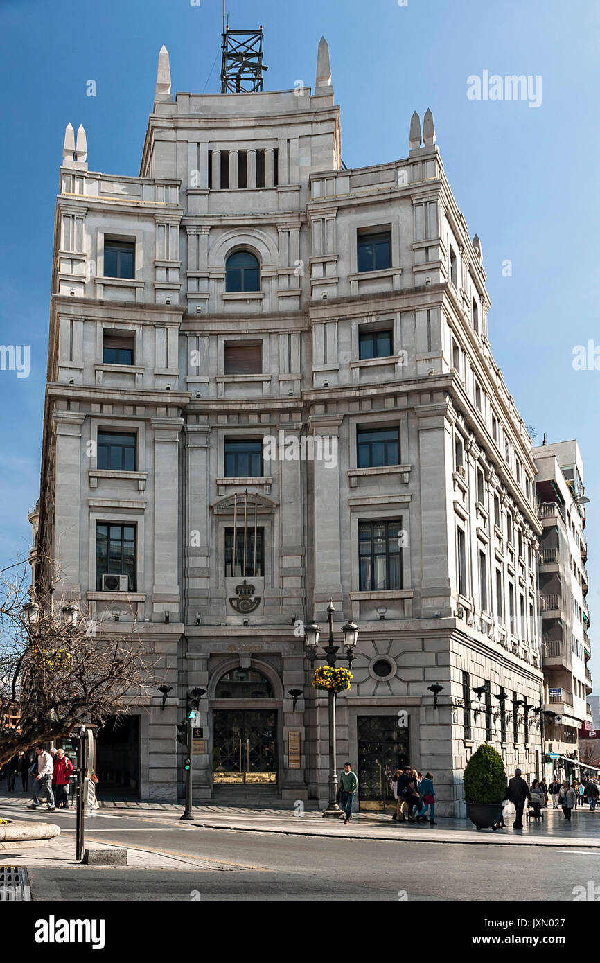 Post Office building a Puerta Real, Granada, Andalusia, Spagna Foto Stock