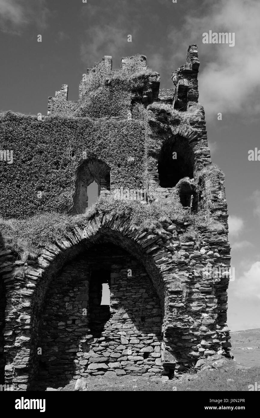 Il castello di Ballcarbery vicino a Cahersiveen nella Contea di Kerry, Irlanda Foto Stock