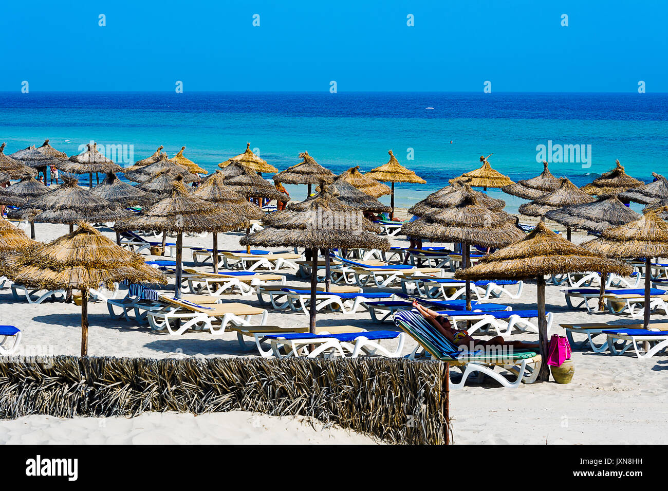 Tunisia. (Tunisia meridionale) Isola di Djerba. Spiaggia di Sidi Mehrez Foto Stock