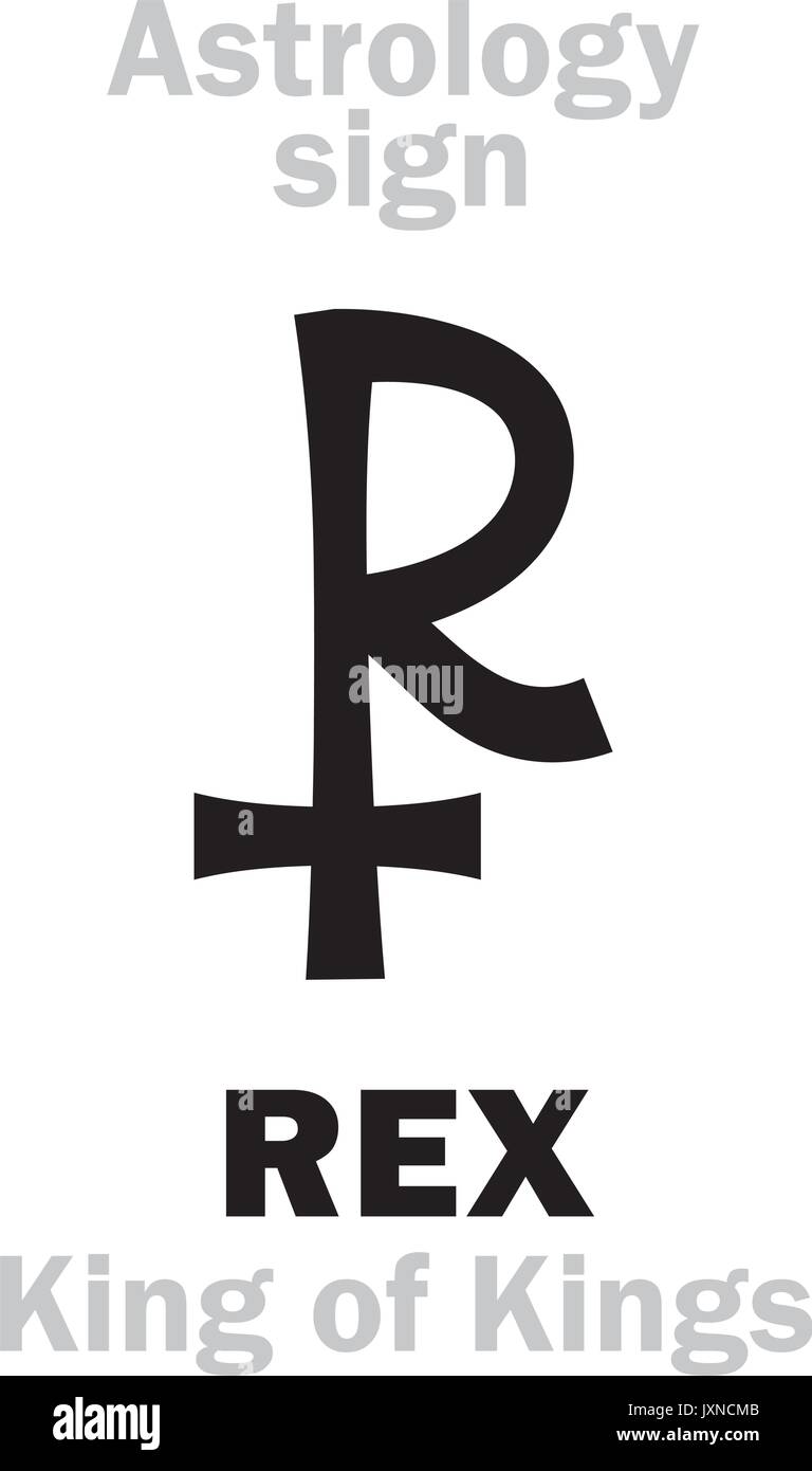 Alfabeto astrologia: REX (Re dei re). Caratteri geroglifici segno (simbolo unico). Illustrazione Vettoriale
