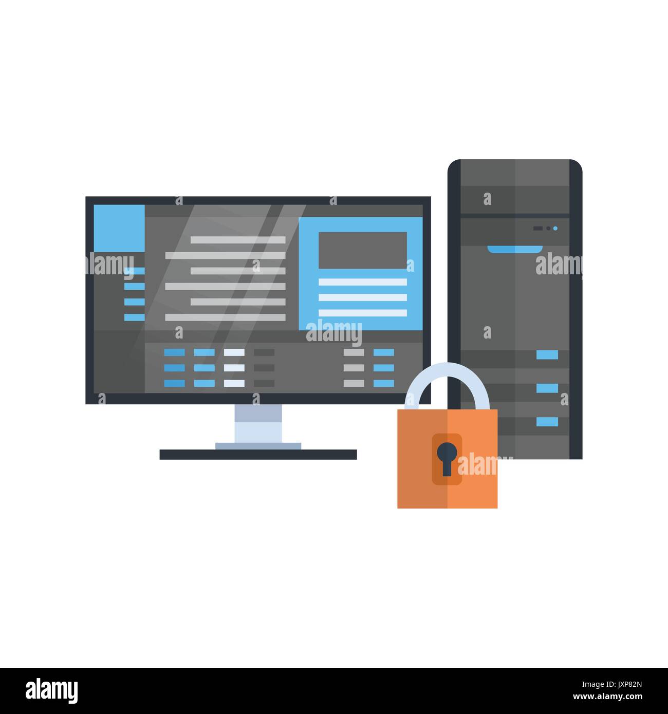 Protezione del centro dati icona Server Hosting Sicurezza Tecnologia di database Illustrazione Vettoriale