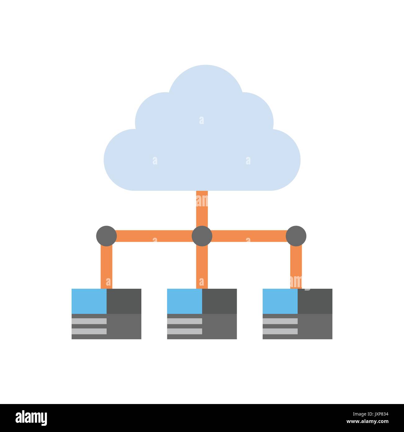 Data center cloud icona Connessione di computer server di Hosting di database tecnologia di sincronizzazione Illustrazione Vettoriale