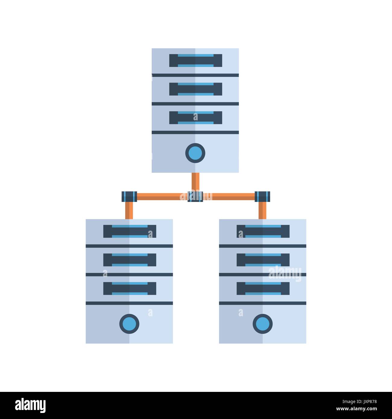 Data Center Cloud Icona di collegamento del computer server di Hosting di database tecnologia di sincronizzazione Illustrazione Vettoriale