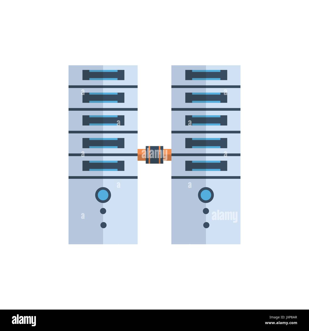 Data Center Cloud Icona di collegamento del computer server di Hosting di database tecnologia di sincronizzazione Illustrazione Vettoriale