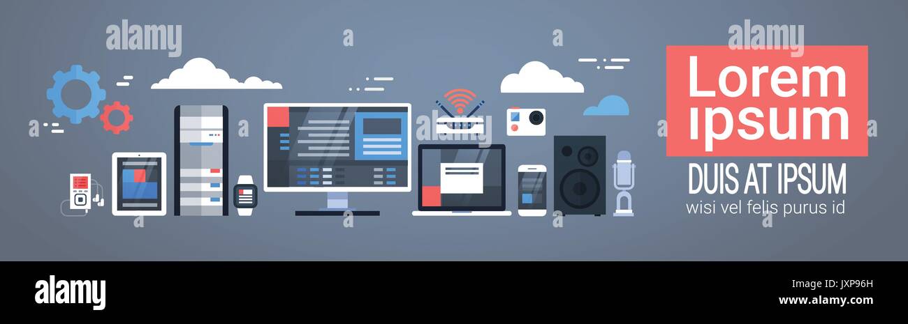 Data center cloud di collegamento al computer server di Hosting di database tecnologia di sincronizzazione Illustrazione Vettoriale