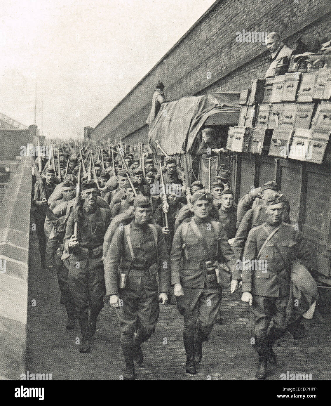 Le truppe degli Stati Uniti che arrivano in Francia, 1917, WW1 Foto Stock