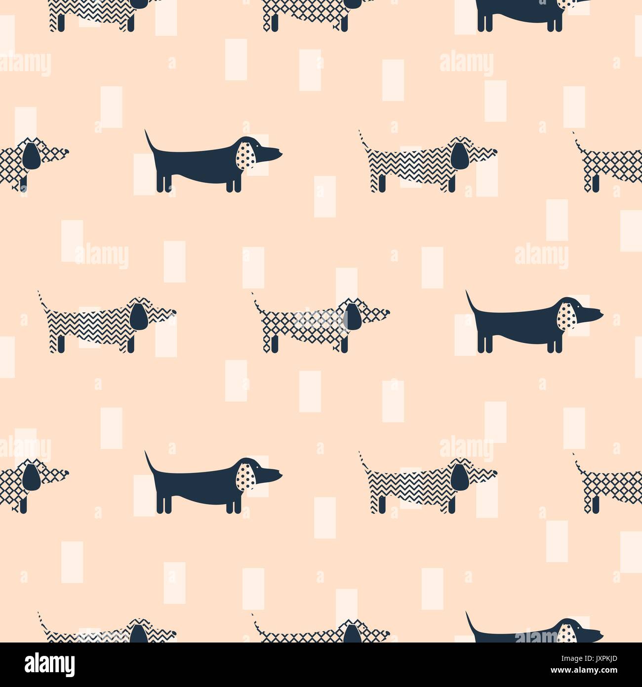 Cane Bassotto scandinavo vettore senza giunture peach modello colorato. Illustrazione Vettoriale